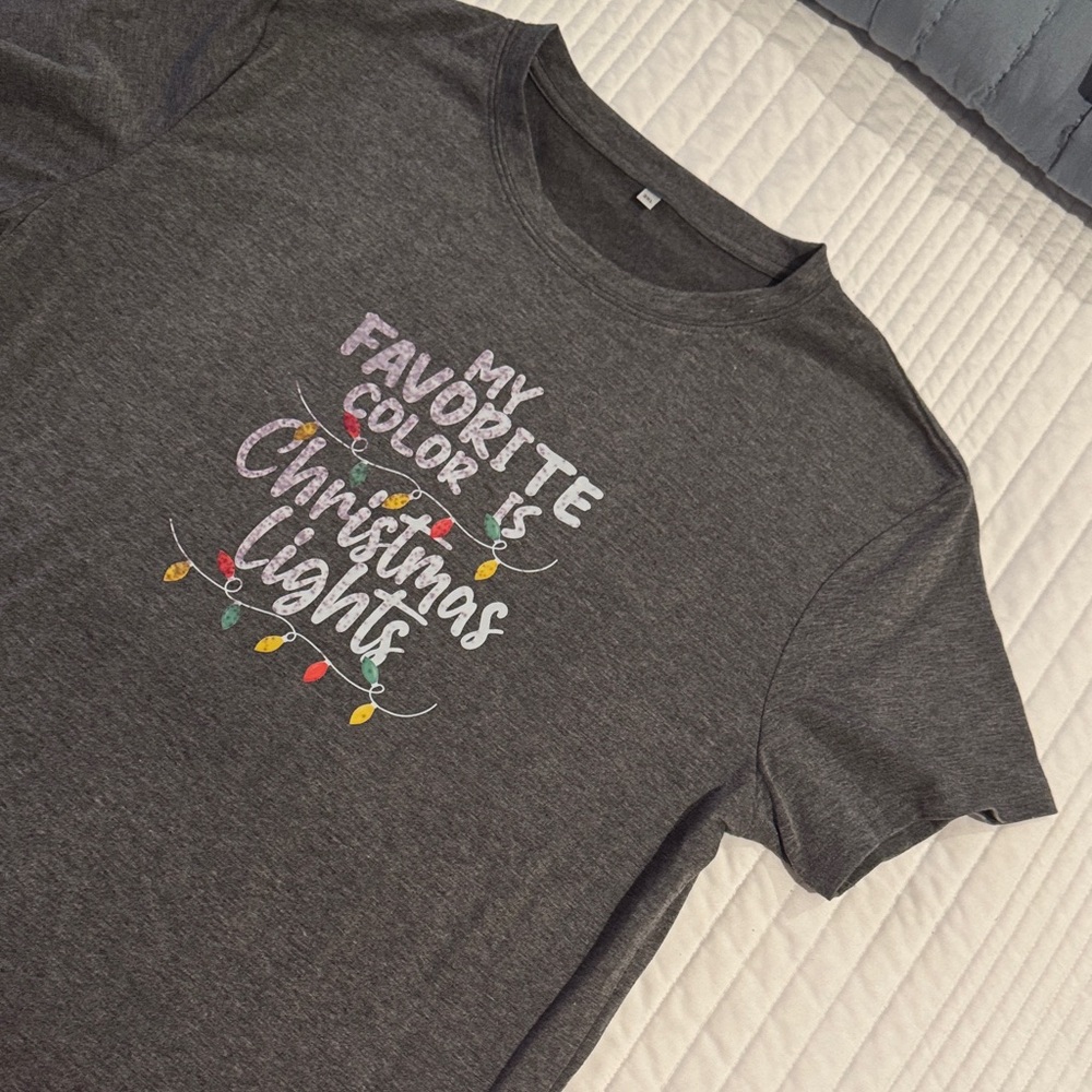 Gray Christmas Lights Graphic Tee - Picture 2 of 3